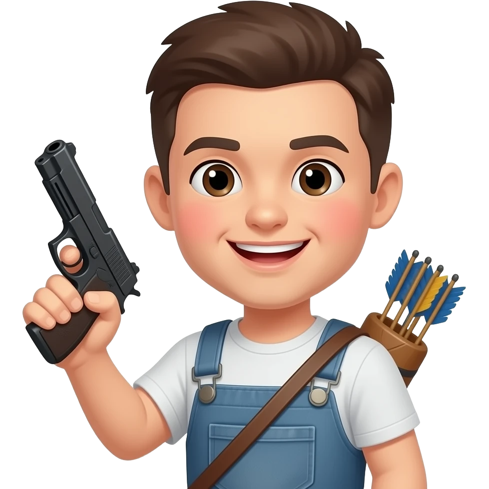 Blushing smile holding gun with bow emoji