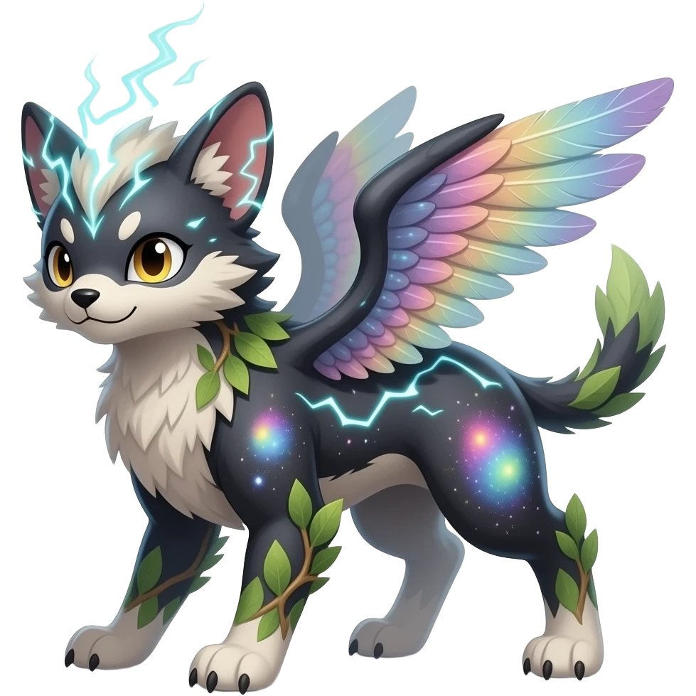 Nebulae Realistic Pastel dusky edgy cool textured epic cute rough rowdy feral patterned digitigrade quadrupedal Luxray-Manectric-Sprigatito-Shaymin-Shinx-Fakémon-hybrid emoji