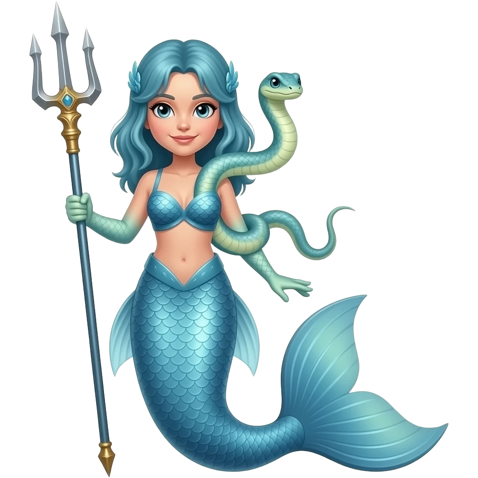 Half human half snake girl tridents mermaid emoji