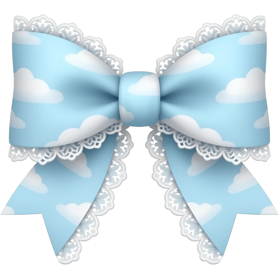 pastel blue and ombre white with cloudy pattern rococo style pattern on bow lace coquette bow emoji