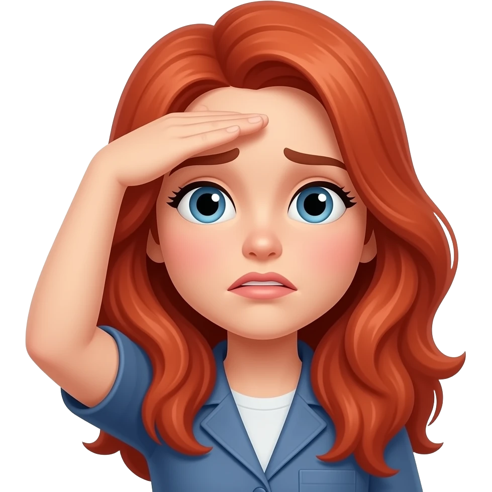 Redhead woman putting their palm on their forehead like they can't believe I just said it emoji