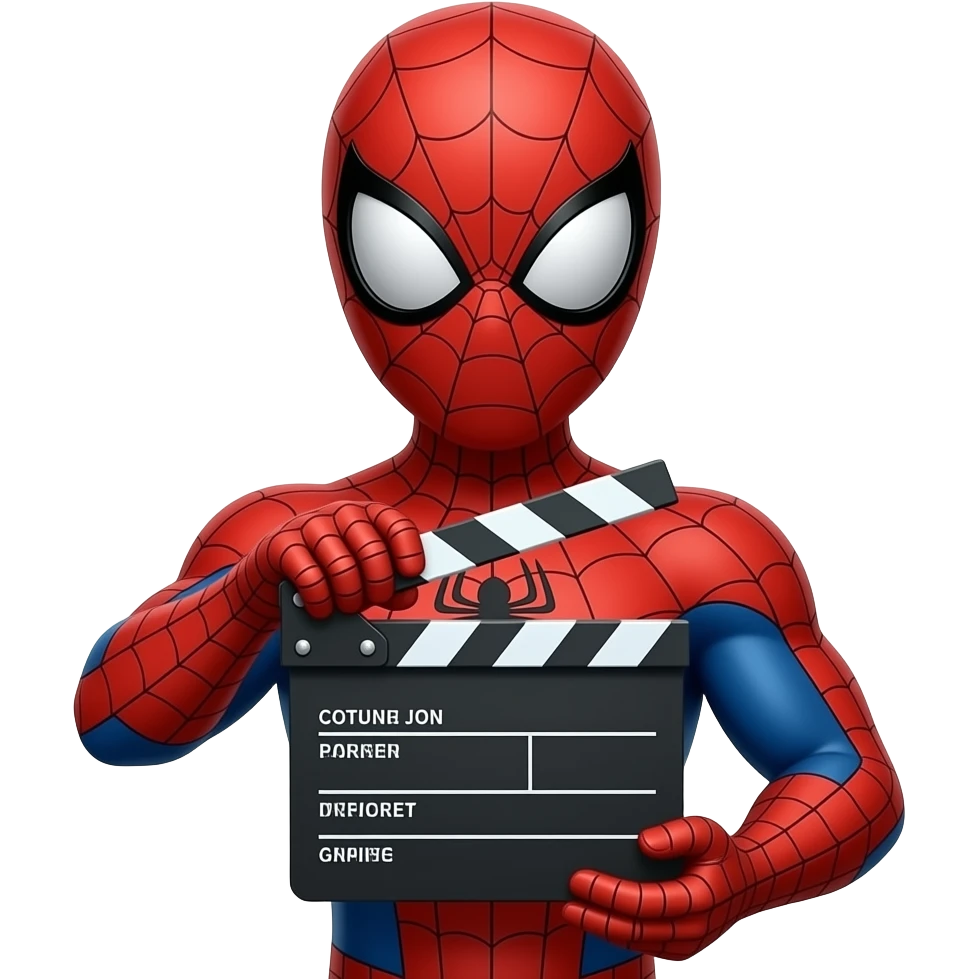 full body spider-man with clapperboard emoji emoji
