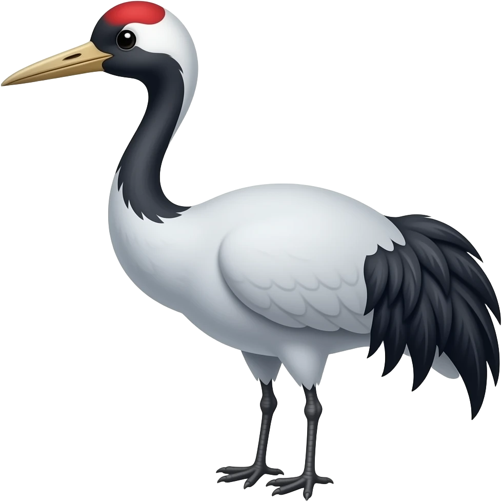 cute crane bird muted gray or white plumages, marked with black, and red bare patches on the face emoji