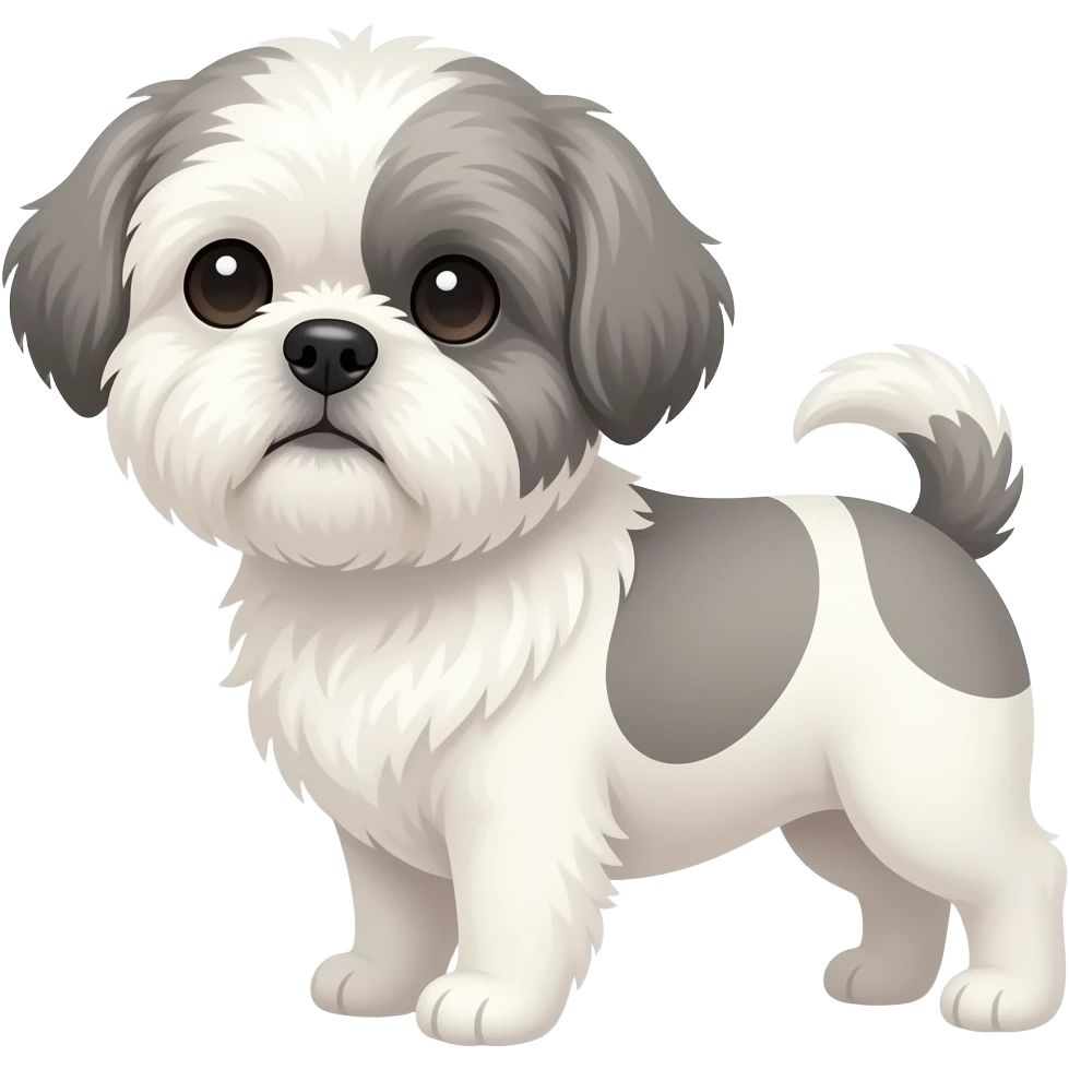 Small light grey and white Shih tuz emoji