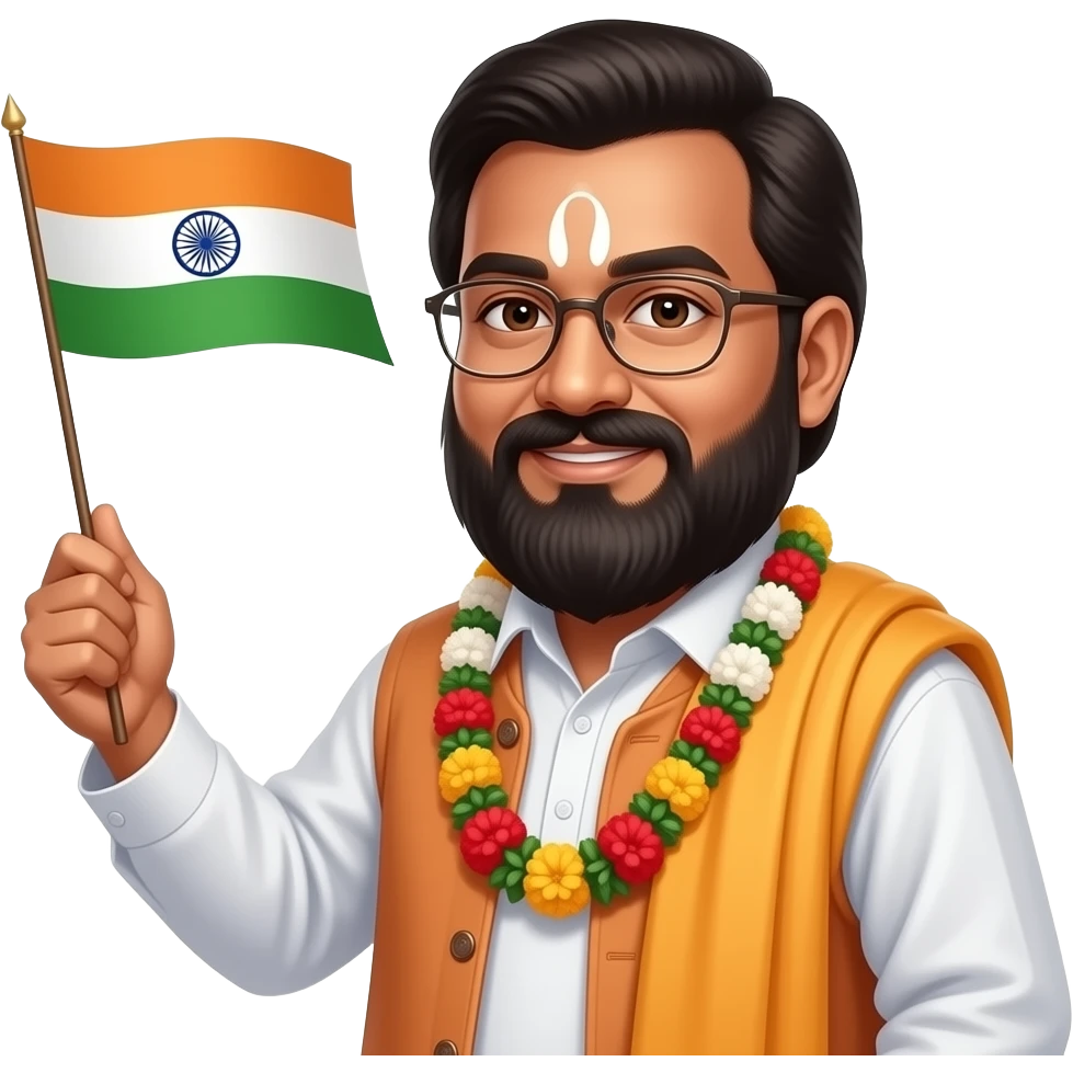 Yogi Adityanath with hindu flag emoji emoji