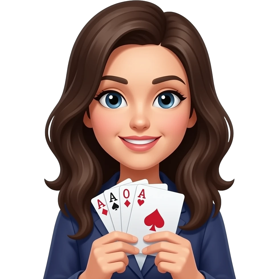 burst up front view woman playing cards emoji