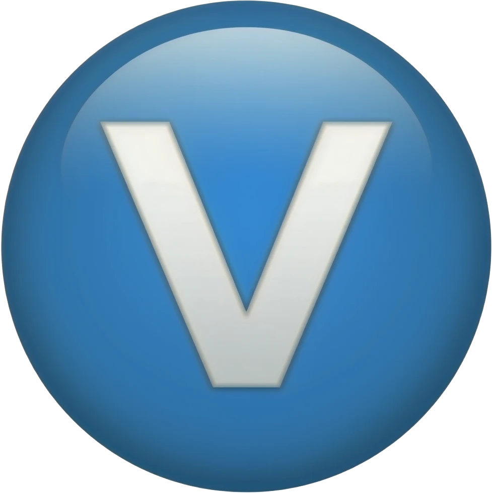 Rond bleu avec v blanc au milieu emoji