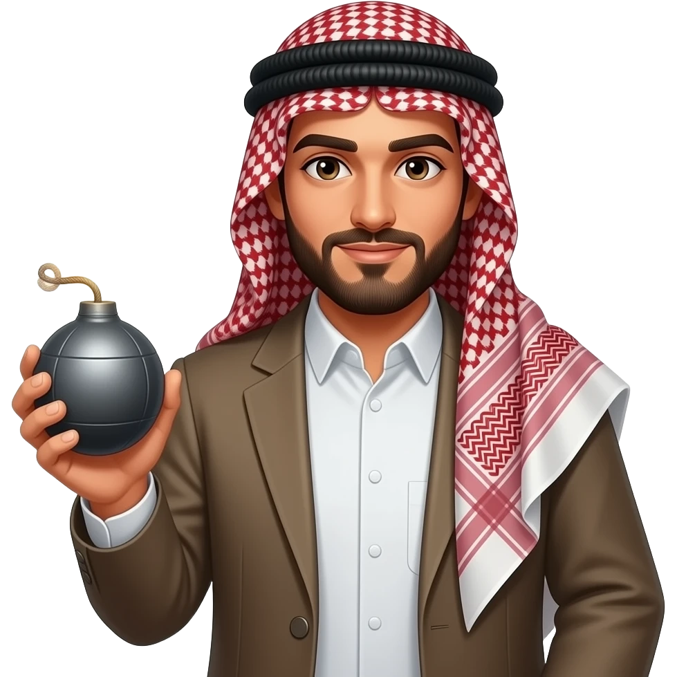 Arabic man holding a bomb emoji