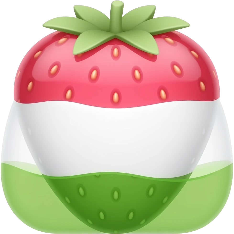 Strawberry matcha green at bottom white in middle pink at top emoji