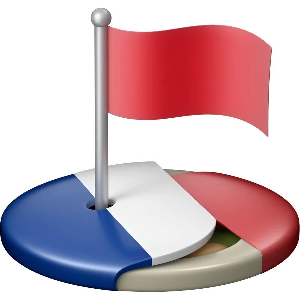 i want an emoji that will work as a slack reactji and looks like the claude logo lying flat on the ground with a red flag sticking up out of it emoji