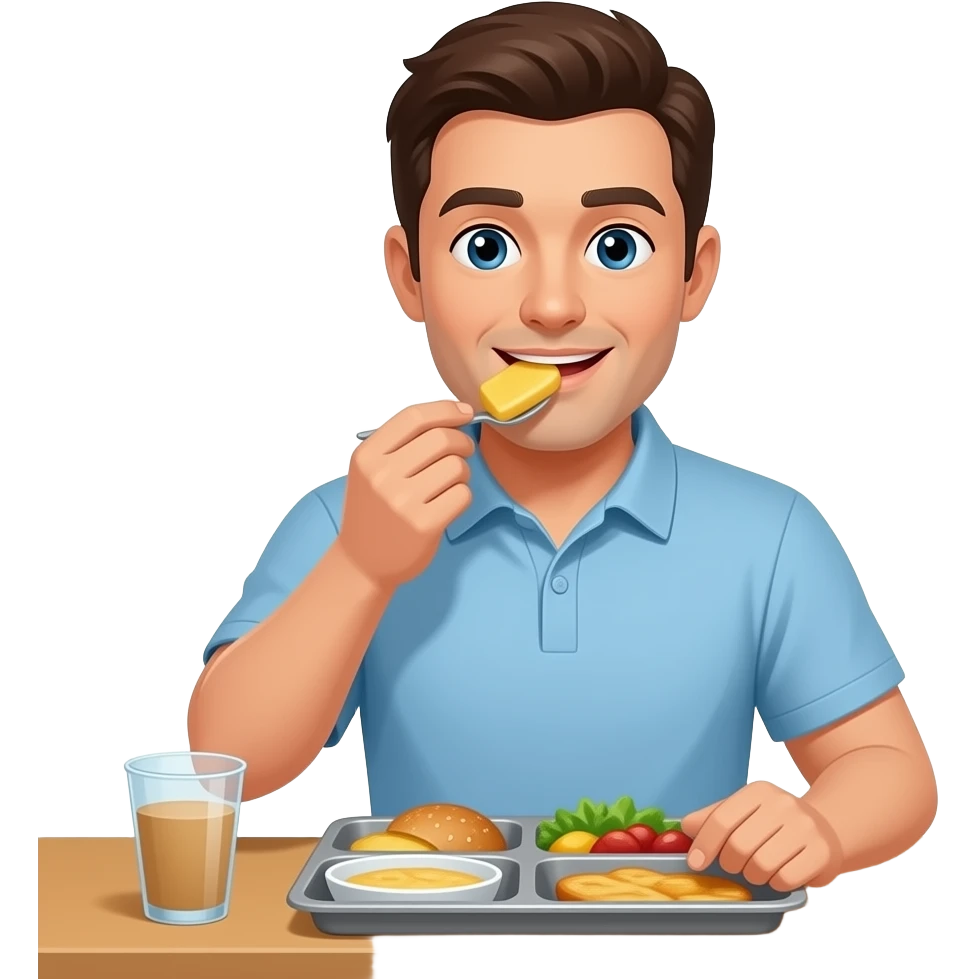 구내식당에서 밥먹는 남성 emoji