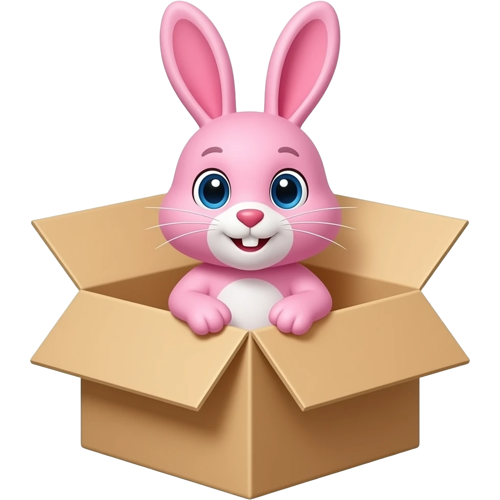 pink bunny in cardboard box emoji