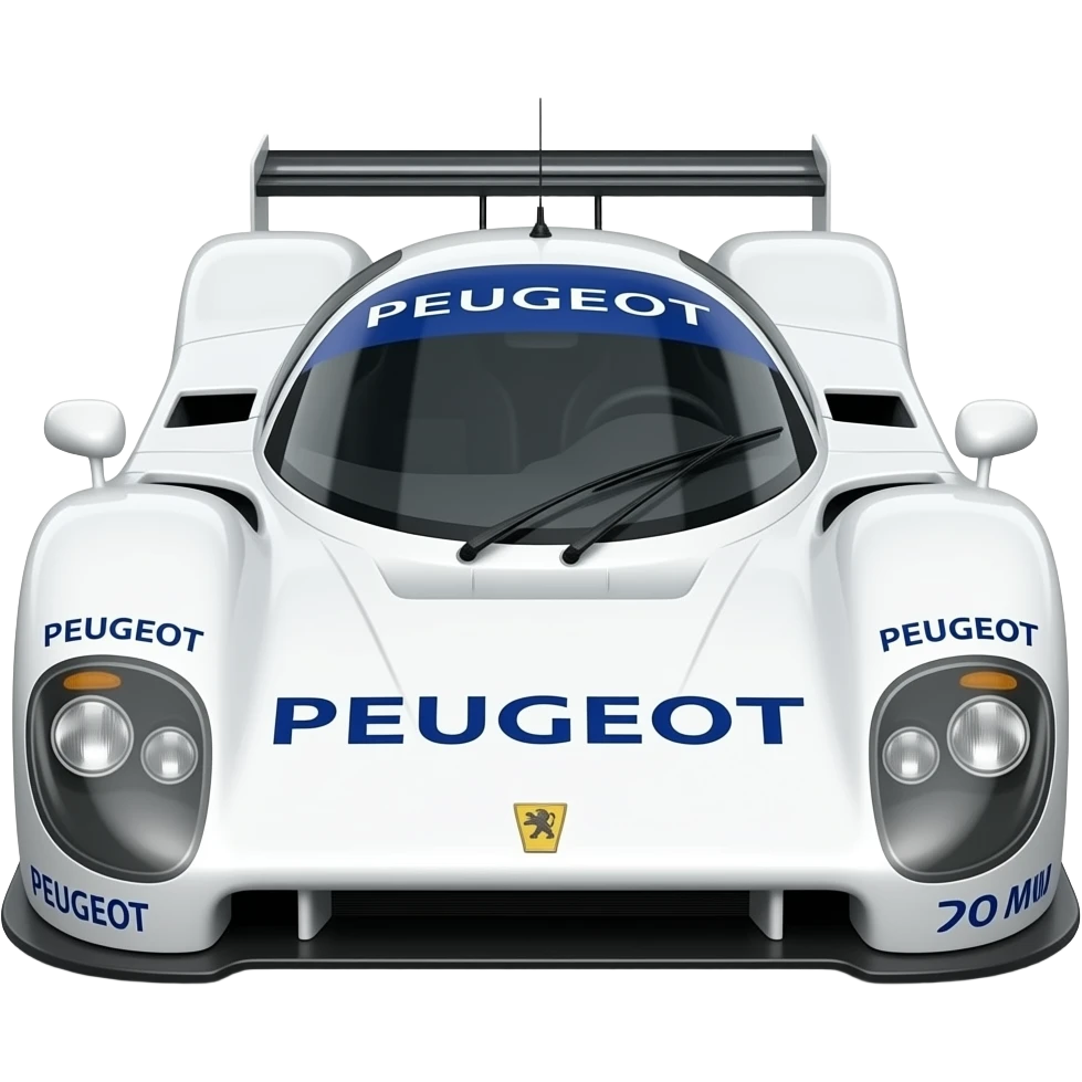 1990 peugeot white livery 905 le mans race car, highly detailed hyper realistic emoji