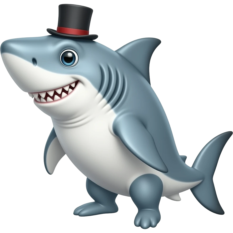 Shark with a top hat emoji