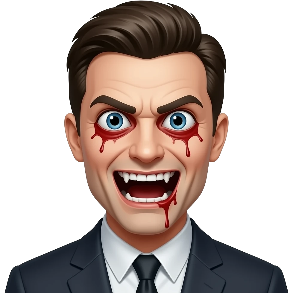 A 😀 face that jumpscares the screen with a horrifying scary expression emoji