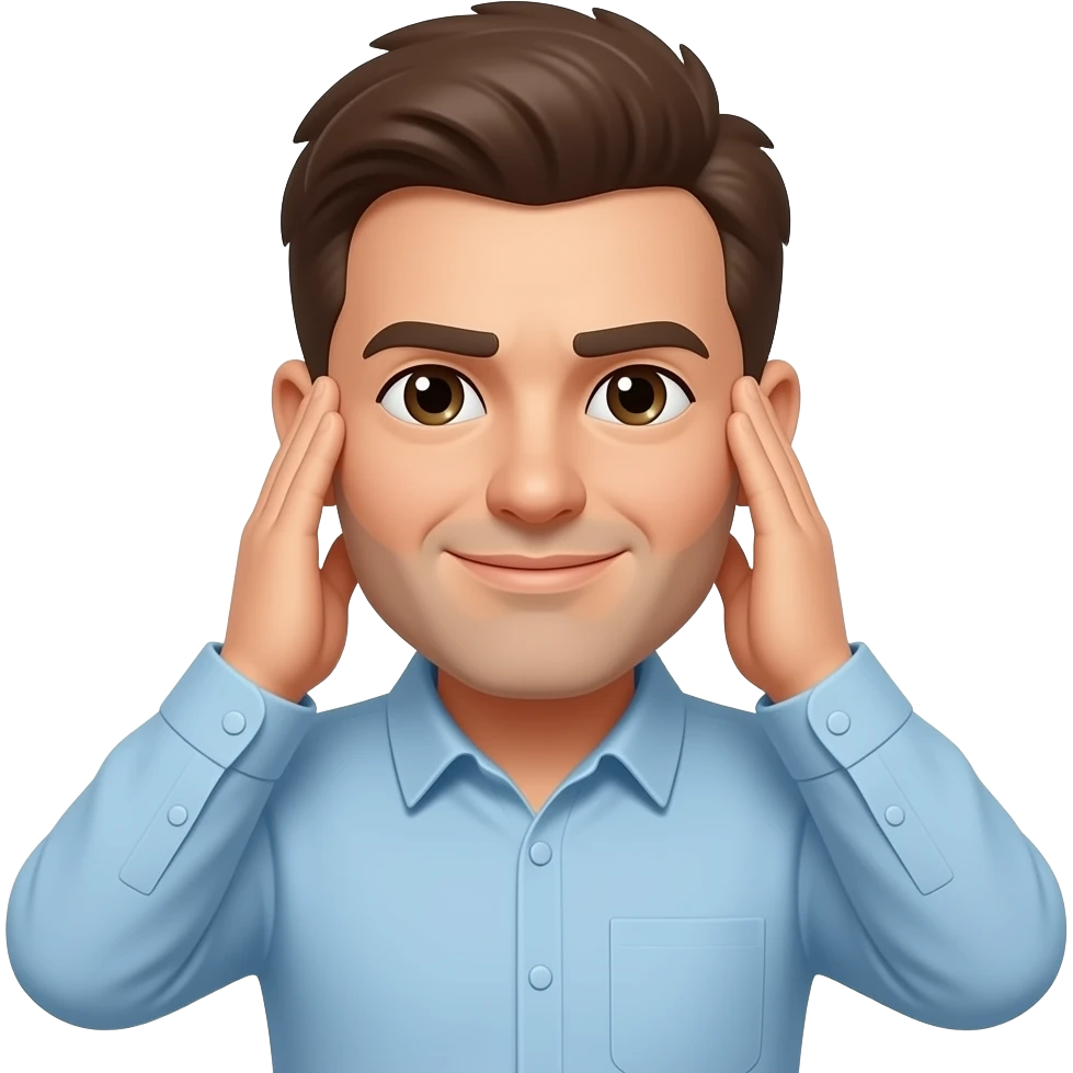man suffering covering ears emoji
