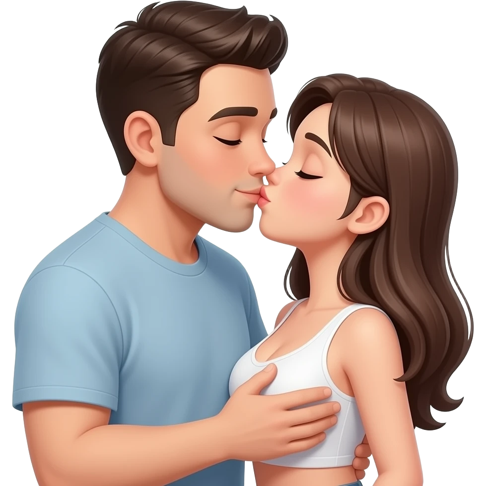 men kiss for girl breast emoji