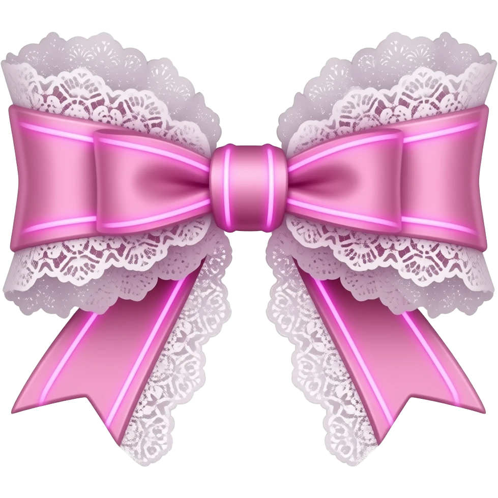 vintage rococo pink neon bow with lace and frills emoji
