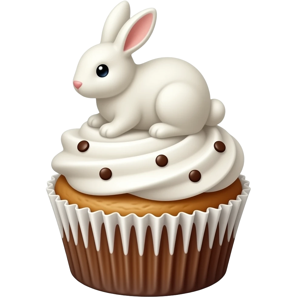 white chocolate bunny cupcake emoji