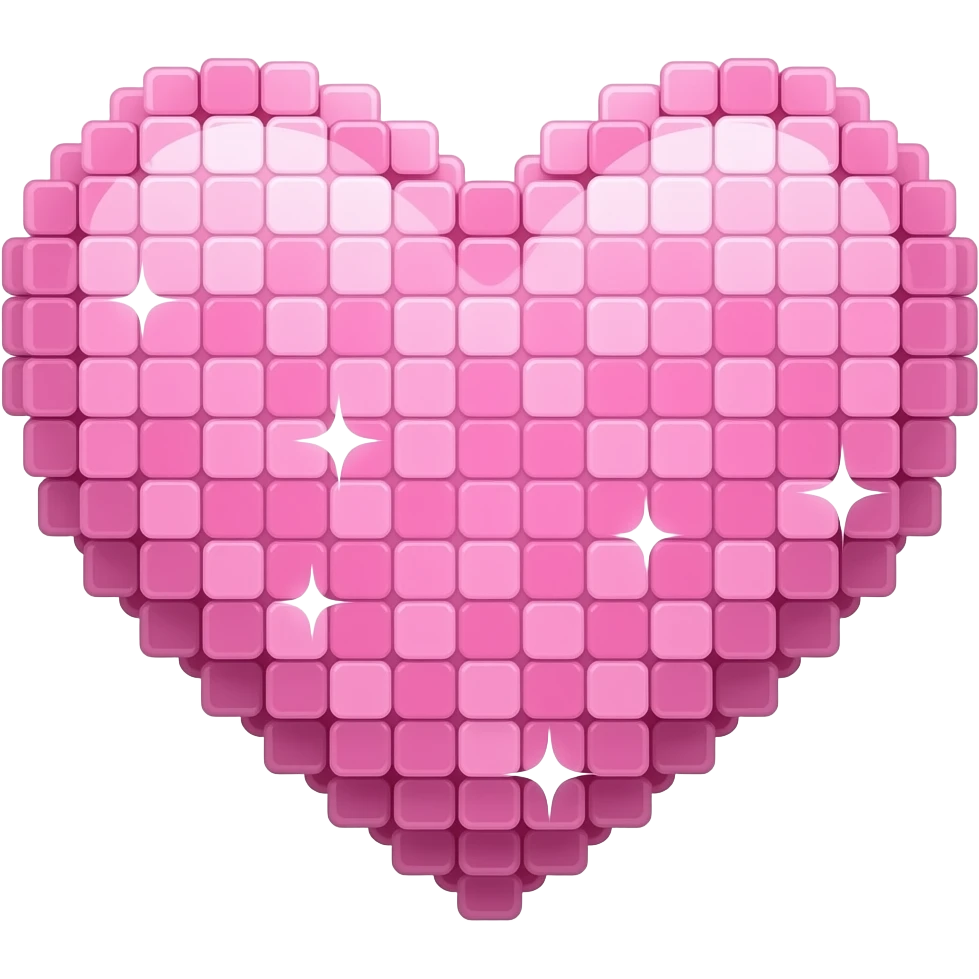 heart made of baby pink microchip, techno, cyberpunk, sparkles emoji