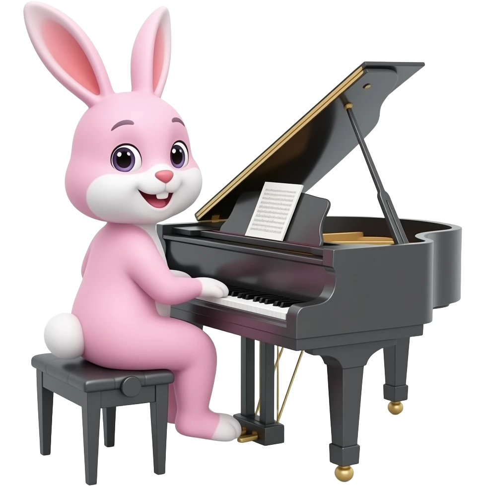 pink bunny playing clavinova emoji