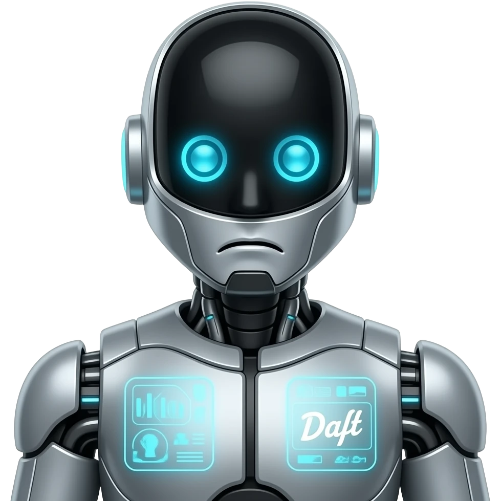 12. Cyberpunk AI     Futuristic AI assistant disappointed in humanity. can you make it abit like daft punk emoji
