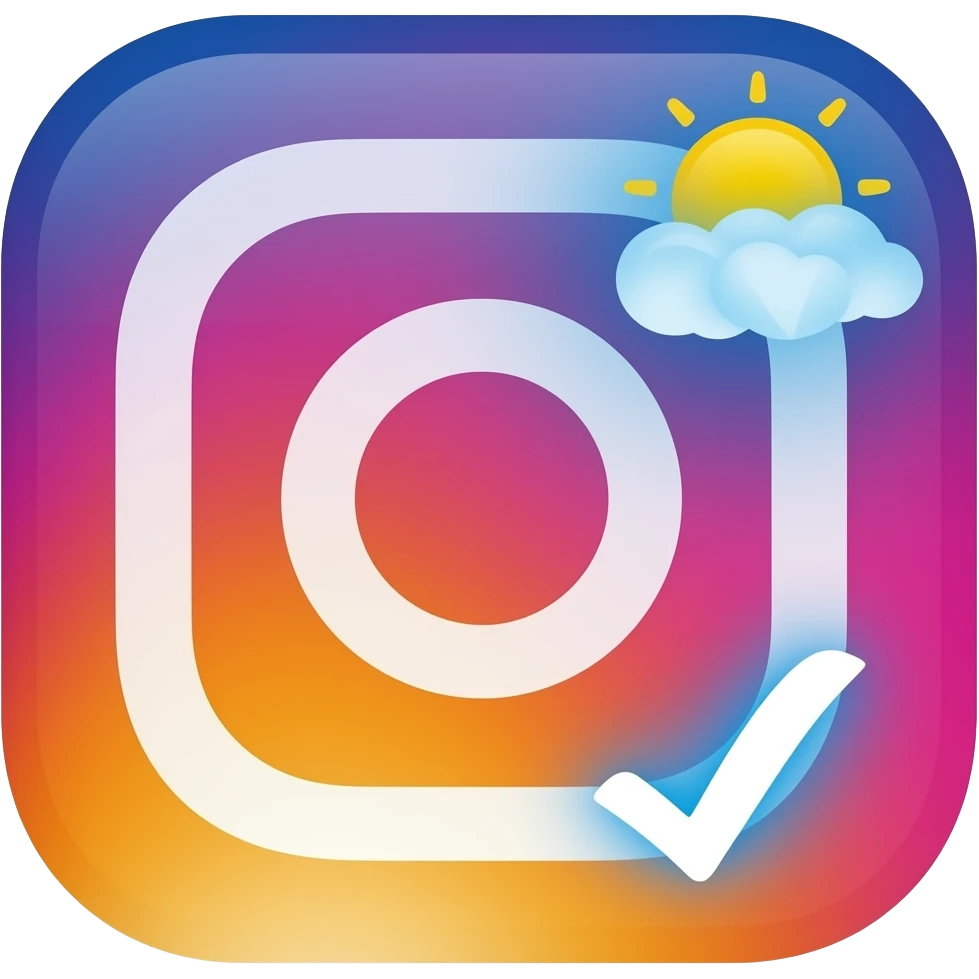 Instagram verification badge blue tick sun side arrow emoji