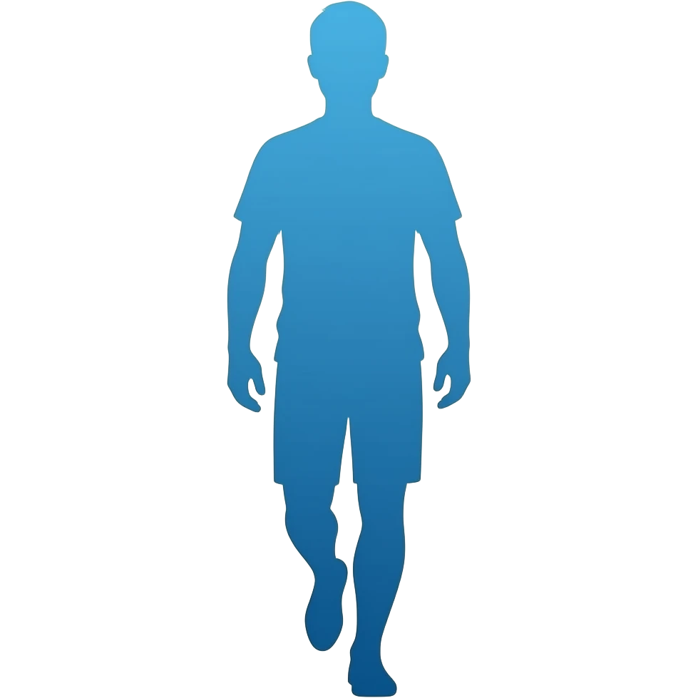 Siluete of person walking towards us one colour blue no background emoji
