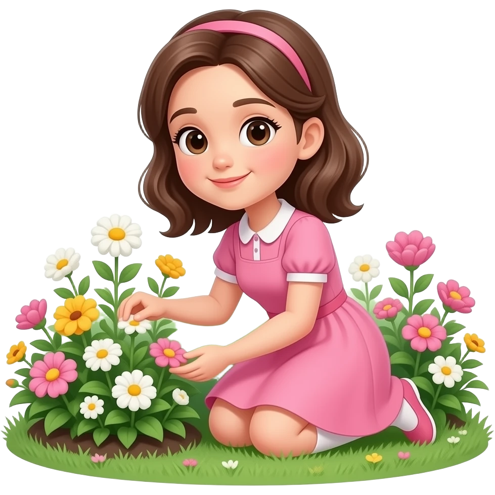 Девушка в розовом занимается садом emoji