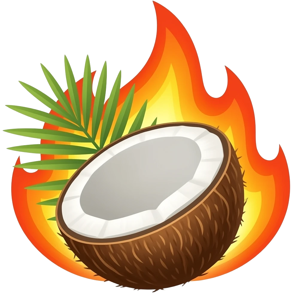 Coconut on fire emoji