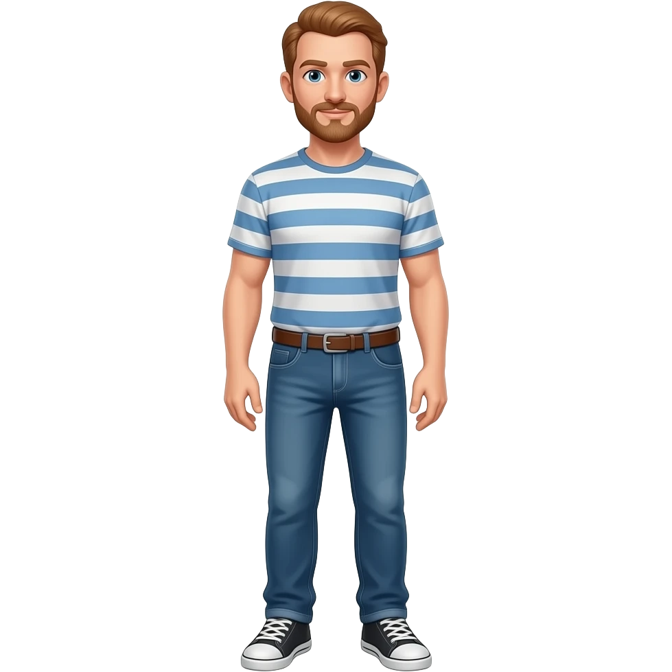 Middle aged ginger skinny man full height emoji