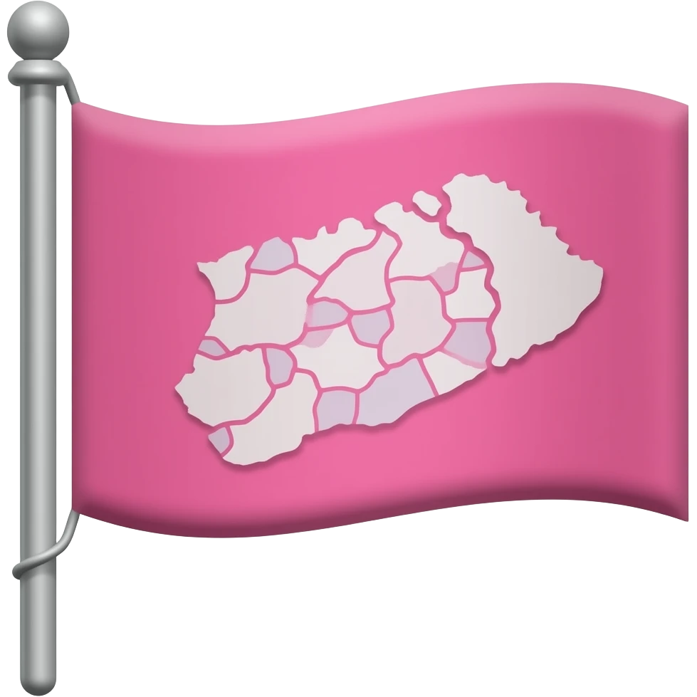 Rectangular pink flag and pole with telangana State map on it emoji
