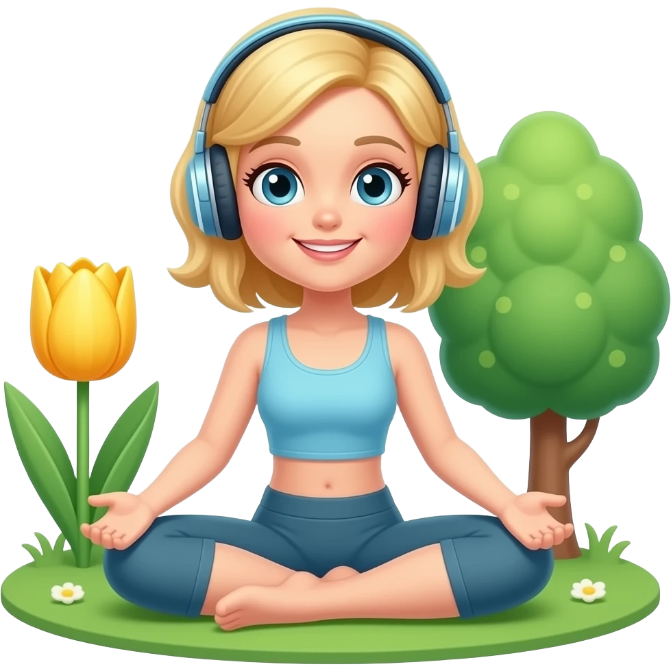 👱🏻‍♀️ 🧘🏼‍♀️🎧🌷🌳 emoji