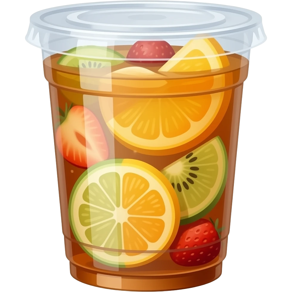 果茶 大杯 塑料杯 里面换点的水果 emoji