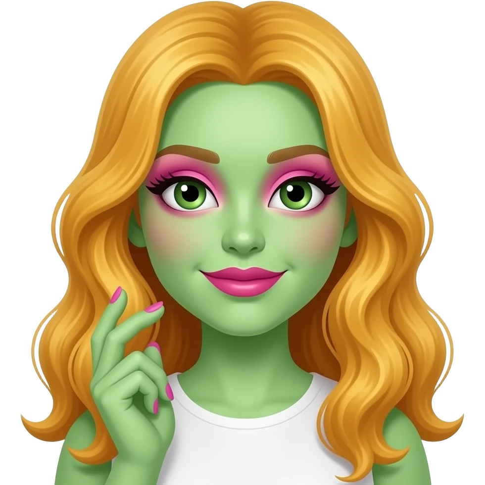 A spring green Squid who Wear pink Eye makeup And magenta Lips and ...