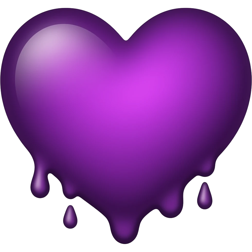 dripping bleeding purple heart glowing purple black warmth emoji