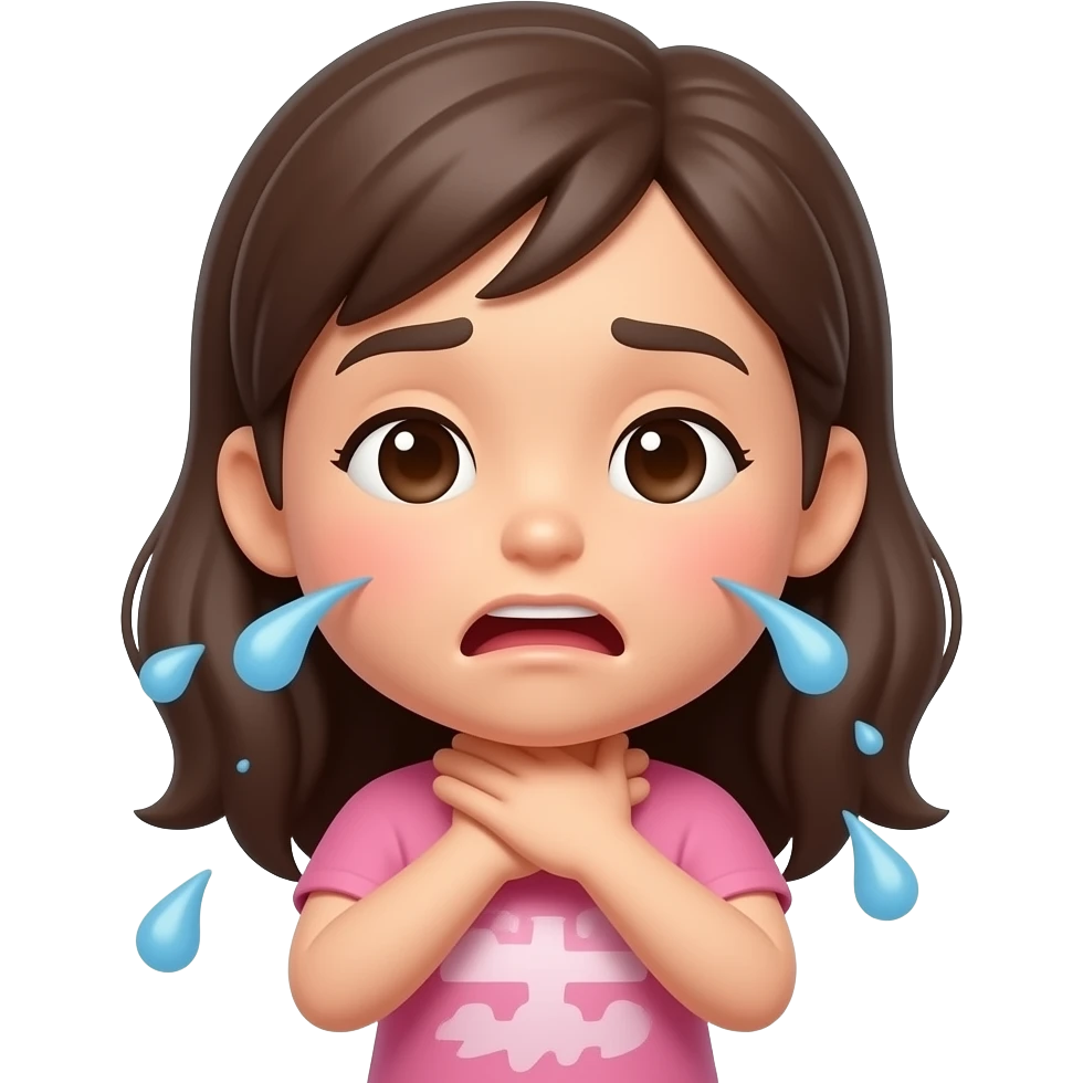 emoji girl choking herself with hands around neck emoji