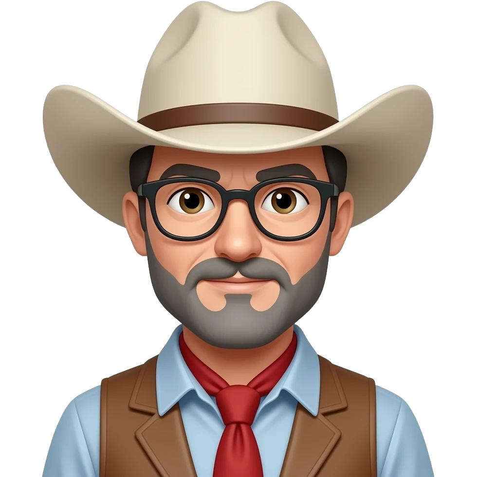 White Old man cowboy with only grey goatee and glasses emoji