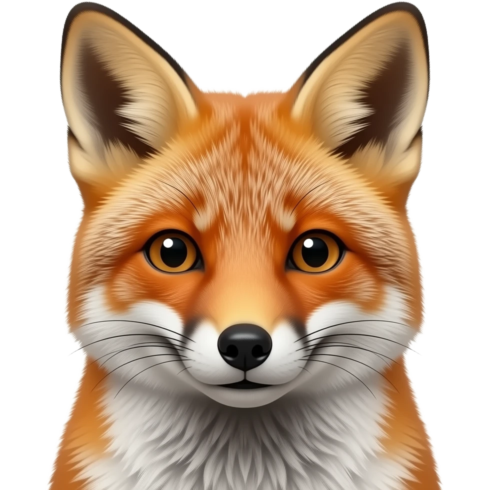 fox, portrait, front face, realistic emoji