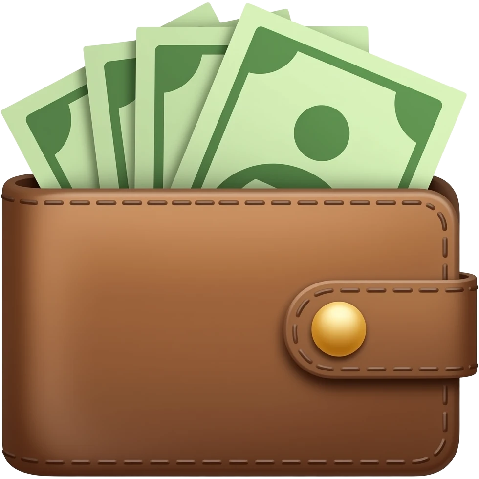 A wallet with money and financial bills, representing financial contribution emoji