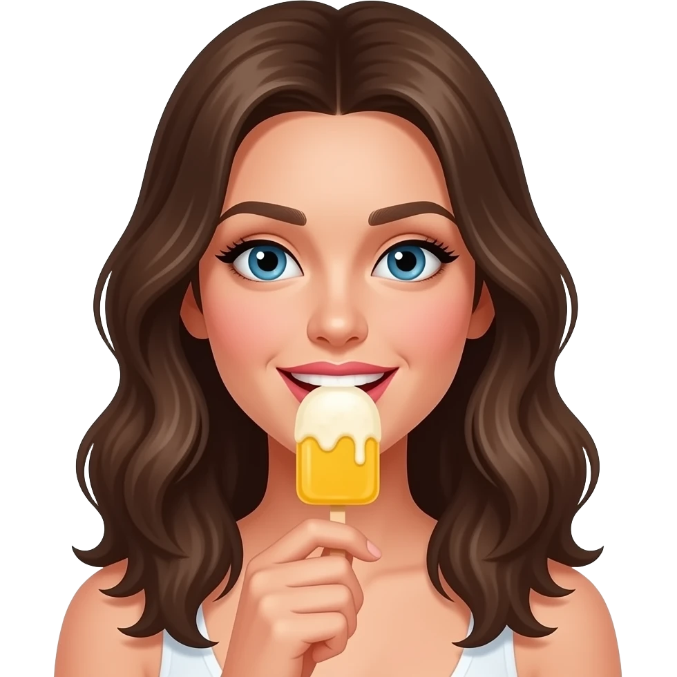 Sexi lengua mujer saboreando  paleta de helado emoji