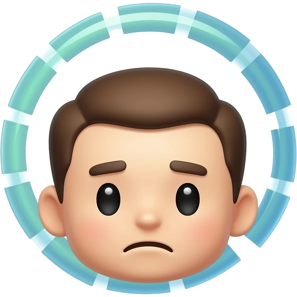 cute twitch emote with buffering wheel above tiny character head, confused expression, meme energy, transparent background emoji