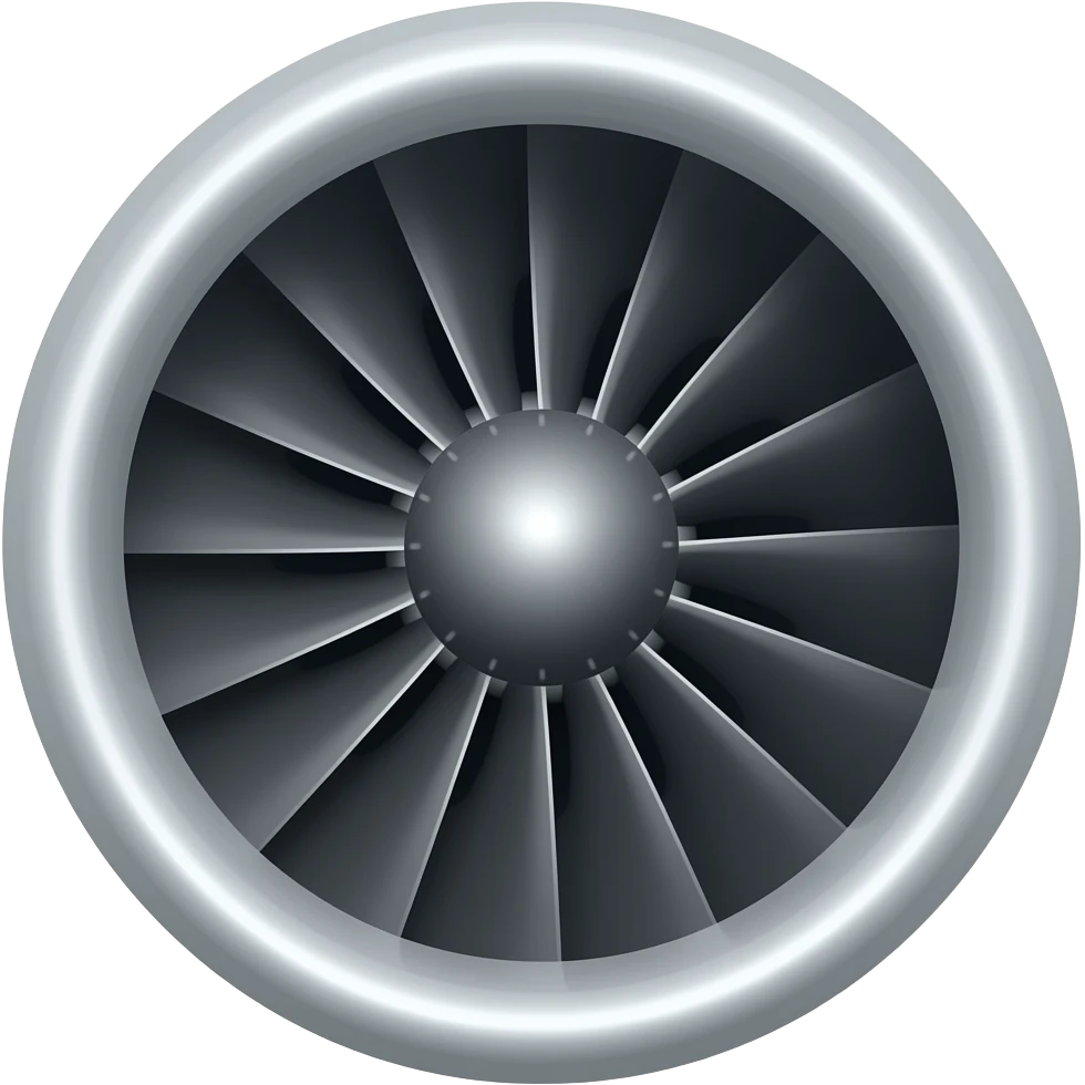 aeroplane engine front view slightly tilted towards right side cartoon style game emoji