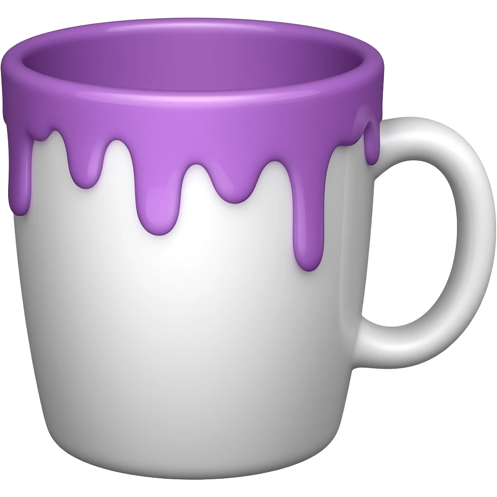 White cup wit purple dripping from it emoji