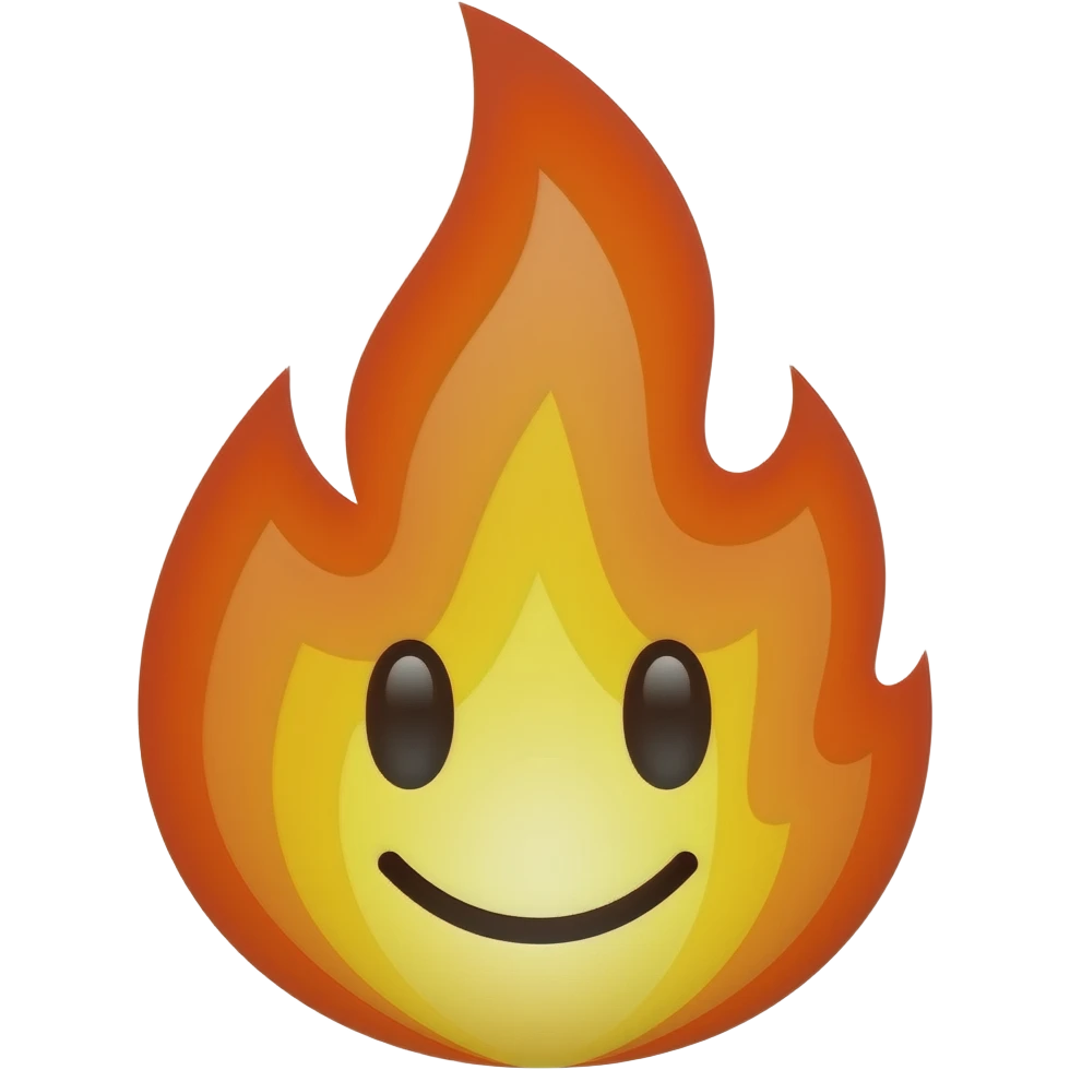 Un fuego con cara emoji