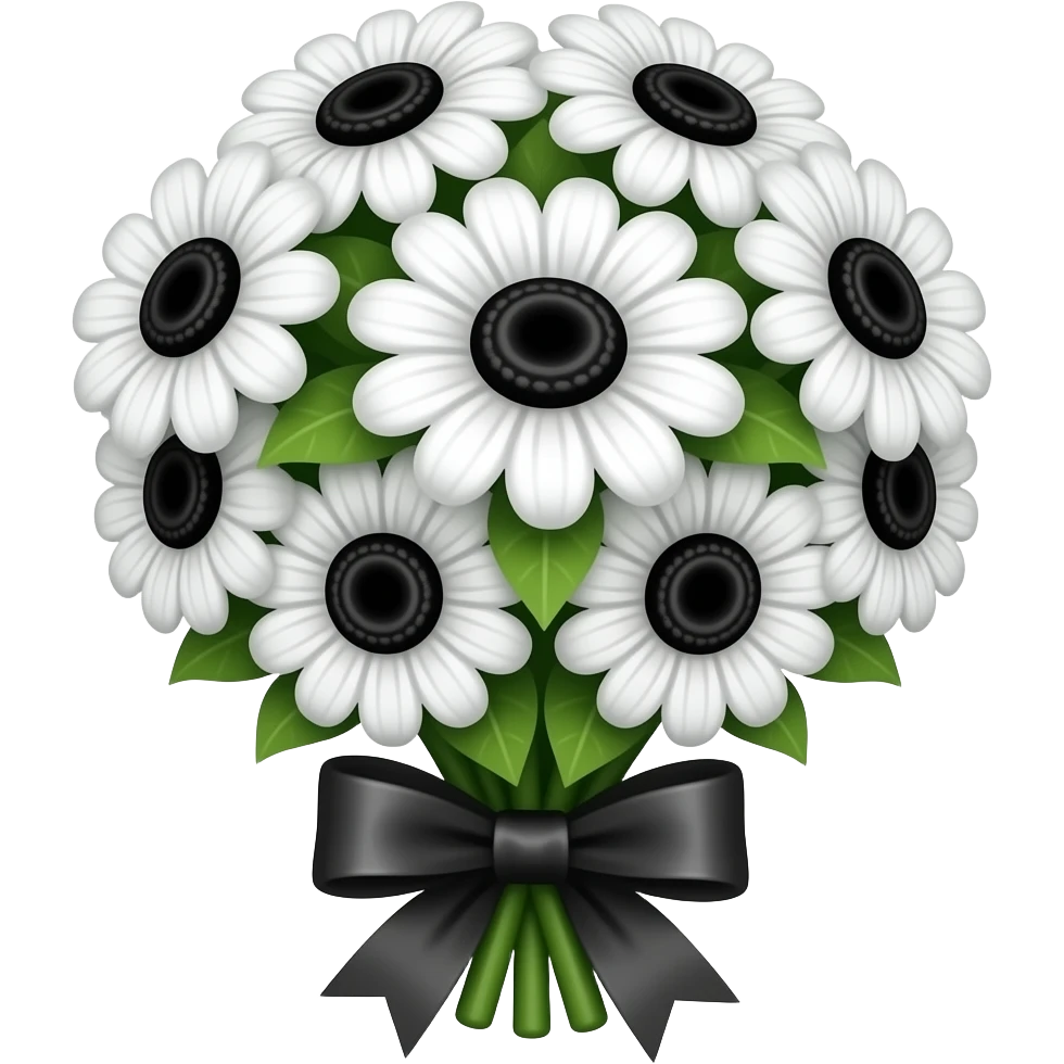 bouquet of black and white daisies emoji