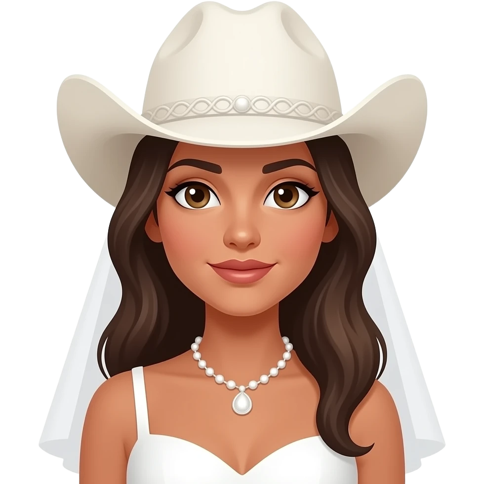 Cowgirl bride with white hat and tanned emoji
