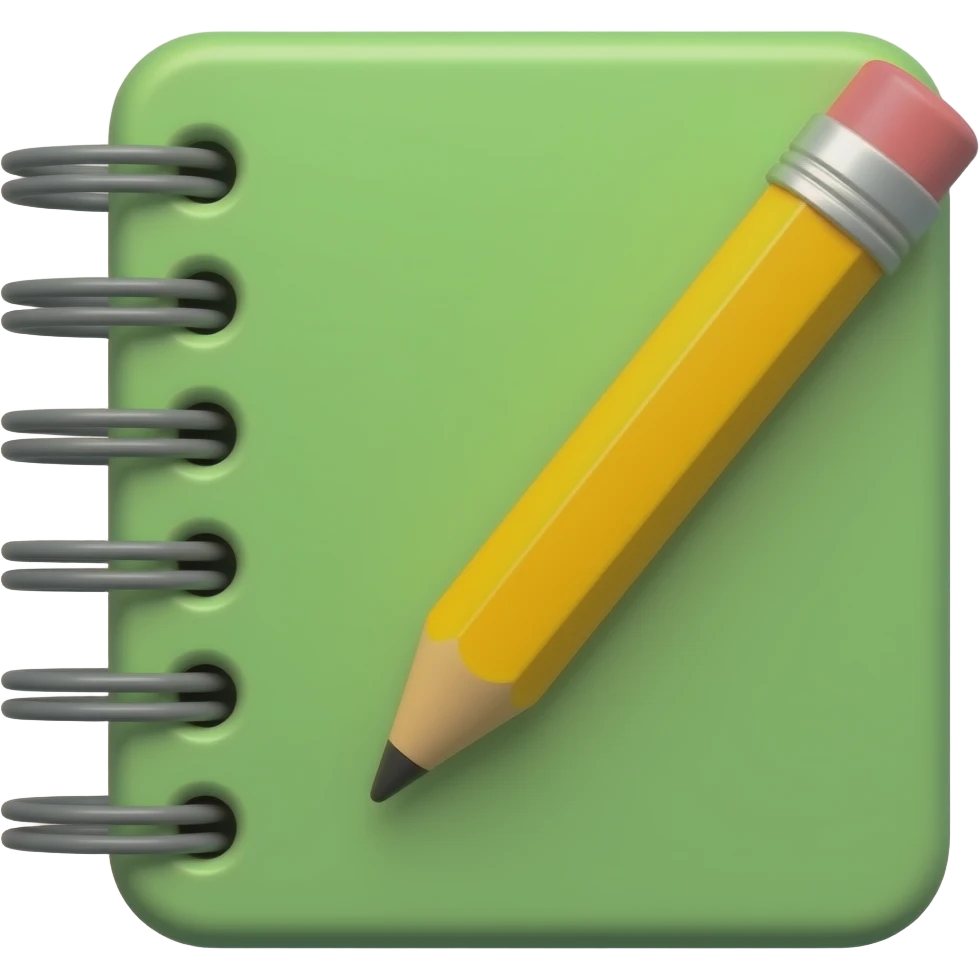 green notebook and pencil emoji