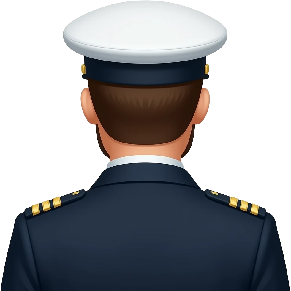 fleet captain with beard, back view emoji