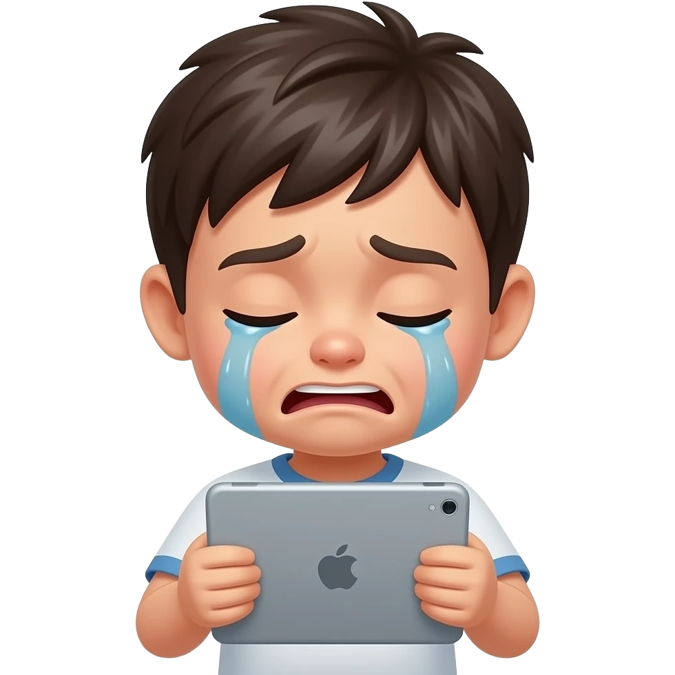 Ipadkid crying hard on his iPad emoji